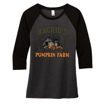 Hagrids Pumpkin Farm Magically Grown Halloween Spooky Season Gift Women's Tri-Blend 3/4-Sleeve Raglan Shirt