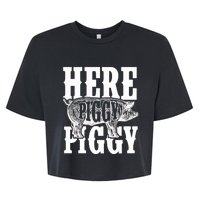 Here Piggy Funny Gift For Piggy Boar Hunting Wild Hog Hunters Bella+Canvas Jersey Crop Tee