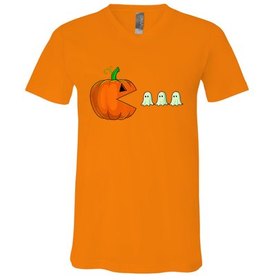 Halloween Pumpkin Funny Ghosts V-Neck T-Shirt