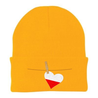 Heart Poland Flag Knit Cap Winter Beanie