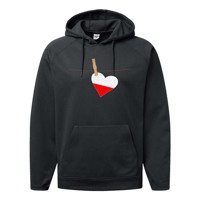 Heart Poland Flag Performance Fleece Hoodie