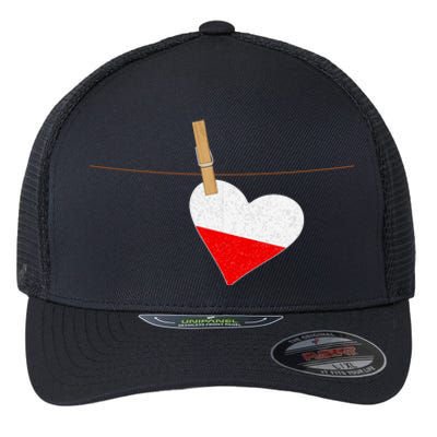 Heart Poland Flag Flexfit Unipanel Trucker Cap