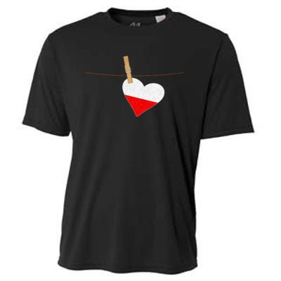 Heart Poland Flag Cooling Performance Crew T-Shirt