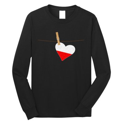 Heart Poland Flag Long Sleeve Shirt