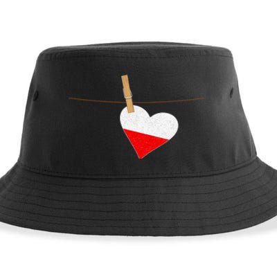 Heart Poland Flag Sustainable Bucket Hat