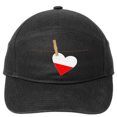 Heart Poland Flag 7-Panel Snapback Hat