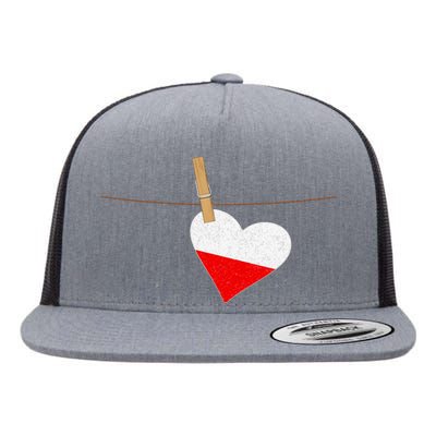 Heart Poland Flag Flat Bill Trucker Hat