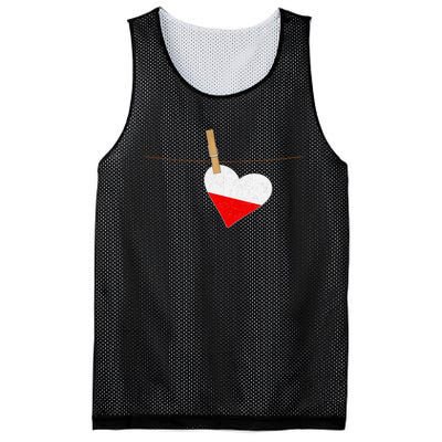 Heart Poland Flag Mesh Reversible Basketball Jersey Tank