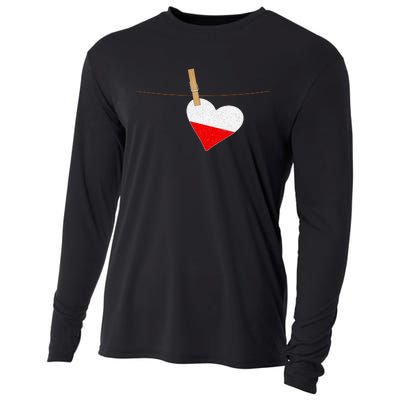 Heart Poland Flag Cooling Performance Long Sleeve Crew