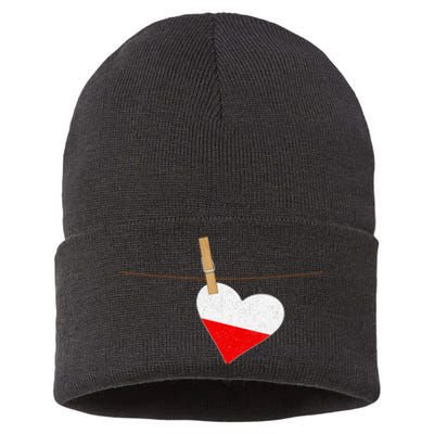 Heart Poland Flag Sustainable Knit Beanie