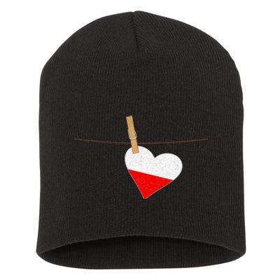 Heart Poland Flag Short Acrylic Beanie