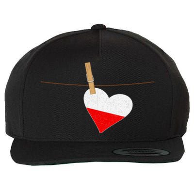 Heart Poland Flag Wool Snapback Cap