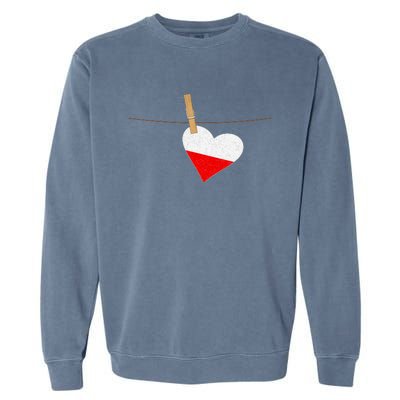 Heart Poland Flag Garment-Dyed Sweatshirt