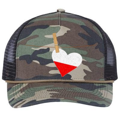 Heart Poland Flag Retro Rope Trucker Hat Cap