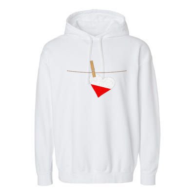 Heart Poland Flag Garment-Dyed Fleece Hoodie