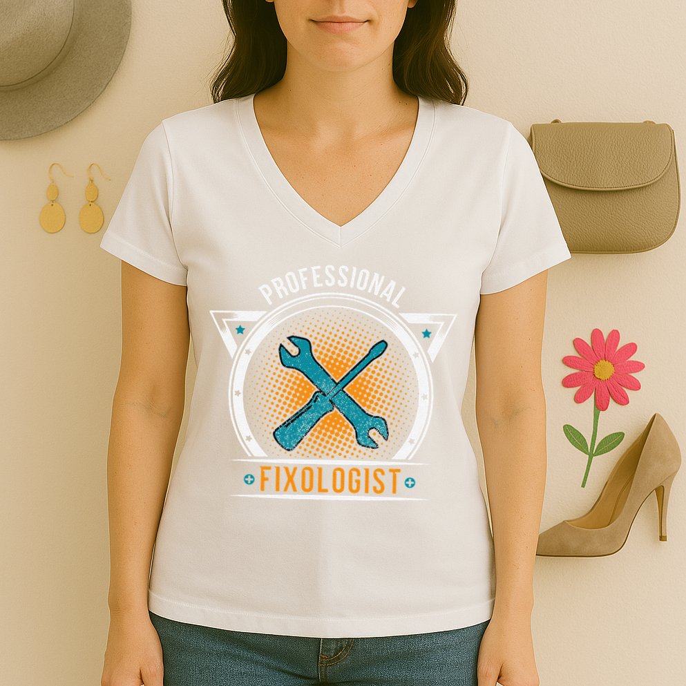 Handyman Professional Fixologist for Funny Repairman Team  Women's V-Neck T-Shirt