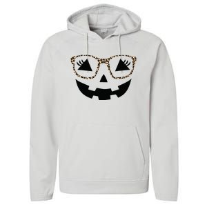 Halloween Pumpkin Face Eyelashes Leopard Glasses Halloween Performance Fleece Hoodie