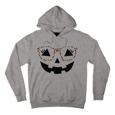 Halloween Pumpkin Face Eyelashes Leopard Glasses Halloween Tall Hoodie