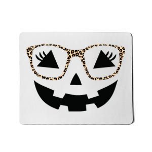 Halloween Pumpkin Face Eyelashes Leopard Glasses Halloween Mousepad