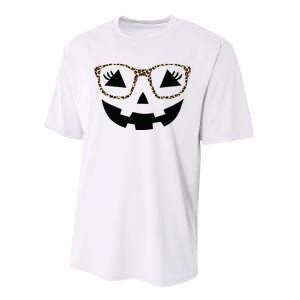 Halloween Pumpkin Face Eyelashes Leopard Glasses Halloween Performance Sprint T-Shirt