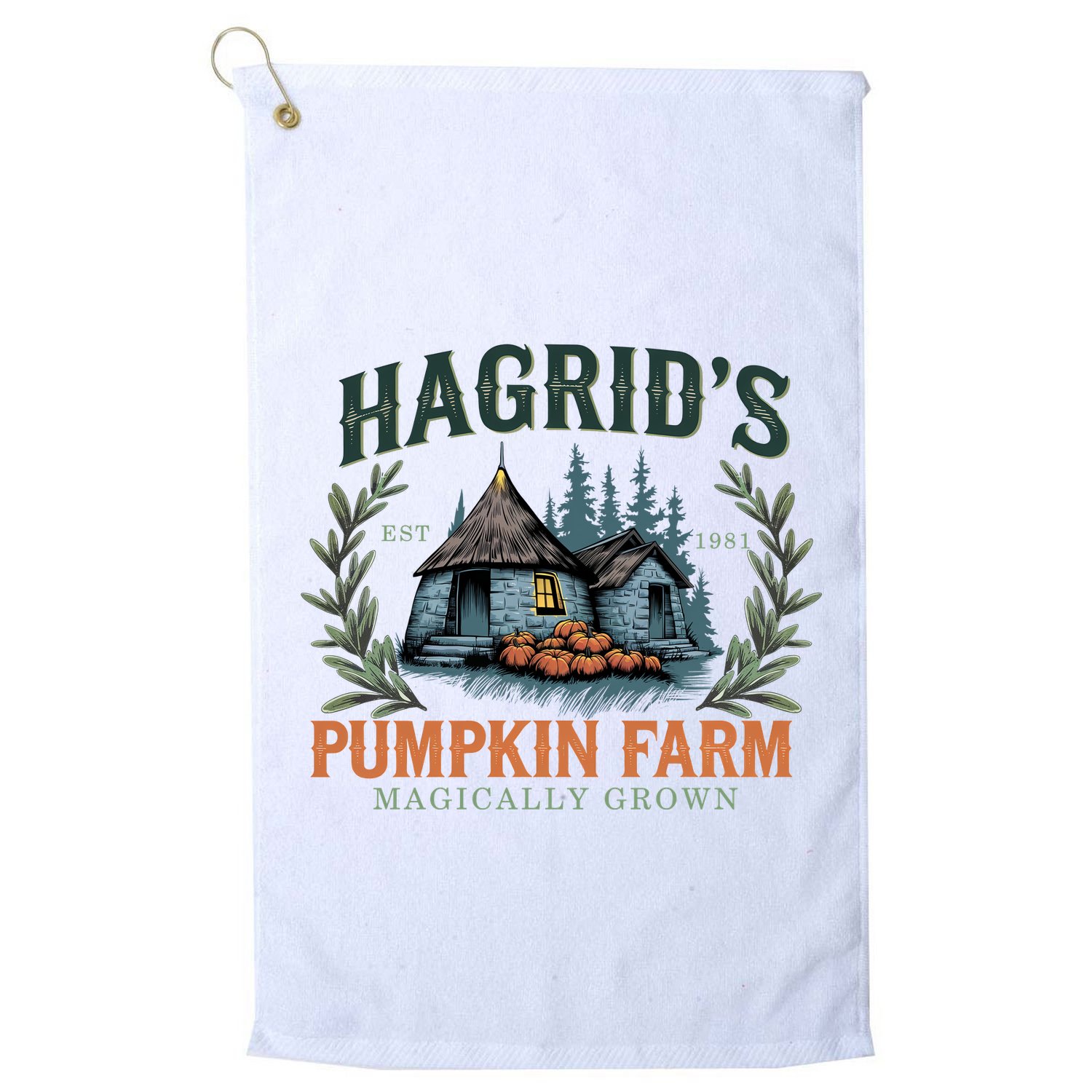 HagridS Pumpkin Farm Magically Grown Est 1981 Golf Towel