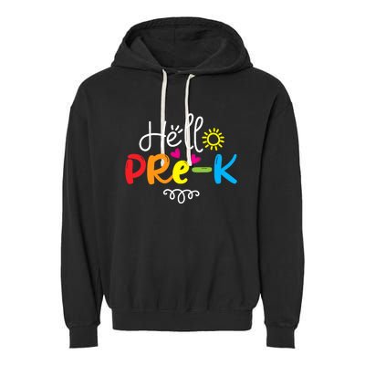 Hello Pre-K Fun Back to School Teacher Student Gift Garment-Dyed Fleece Hoodie