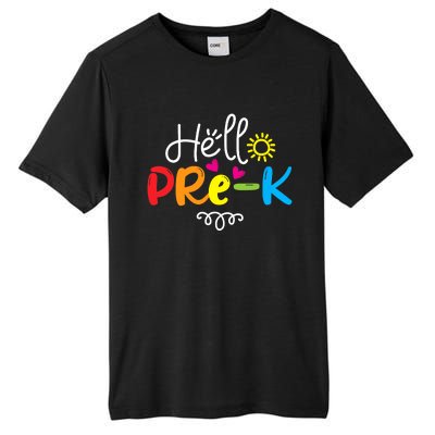 Hello Pre-K Fun Back to School Teacher Student Gift Tall Fusion ChromaSoft Performance T-Shirt