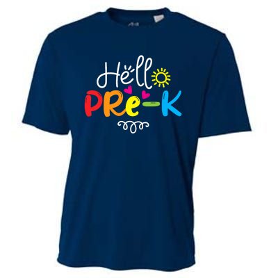 Hello Pre-K Fun Back to School Teacher Student Gift Cooling Performance Crew T-Shirt