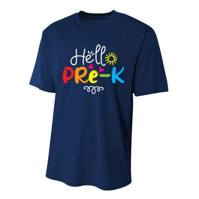 Hello Pre-K Fun Back to School Teacher Student Gift Performance Sprint T-Shirt