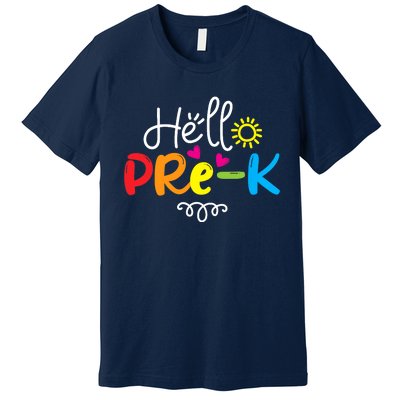 Hello Pre-K Fun Back to School Teacher Student Gift Premium T-Shirt