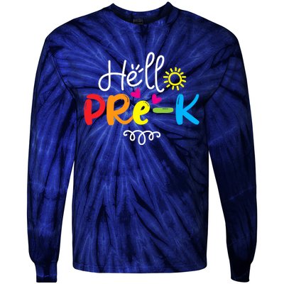 Hello Pre-K Fun Back to School Teacher Student Gift Tie-Dye Long Sleeve Shirt