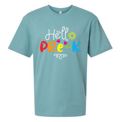 Hello Pre-K Fun Back to School Teacher Student Gift Sueded Cloud Jersey T-Shirt