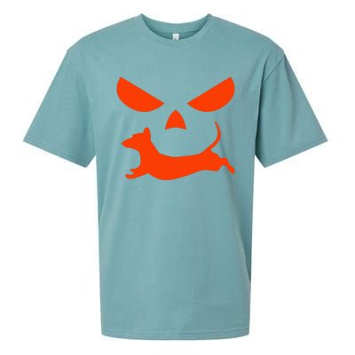 Halloween Pumpkin Face Dachshund Sueded Cloud Jersey T-Shirt