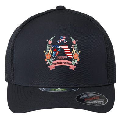 Happy Pascua Florida Day Cool Us Flag Graphic American Style Gift Flexfit Unipanel Trucker Cap