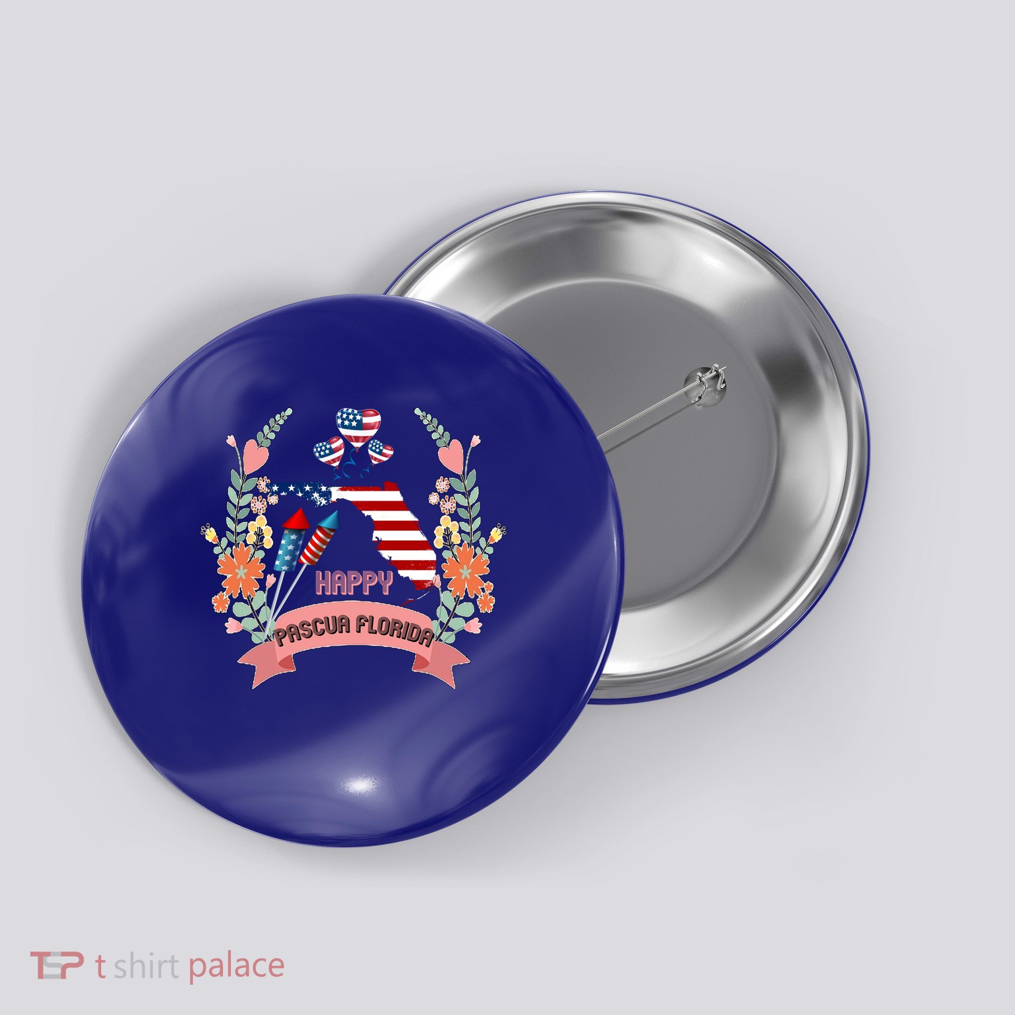 Happy Pascua Florida Day Cool Us Flag Graphic American Style Gift Button
