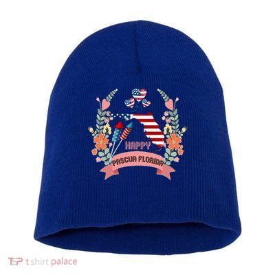 Happy Pascua Florida Day Cool Us Flag Graphic American Style Gift Short Acrylic Beanie