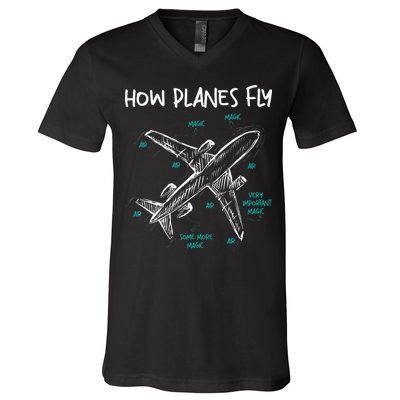 How Planes Fly Aerospace Engineer Aeronautical Engineering V-Neck T-Shirt