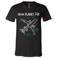 How Planes Fly Aerospace Engineer Aeronautical Engineering V-Neck T-Shirt