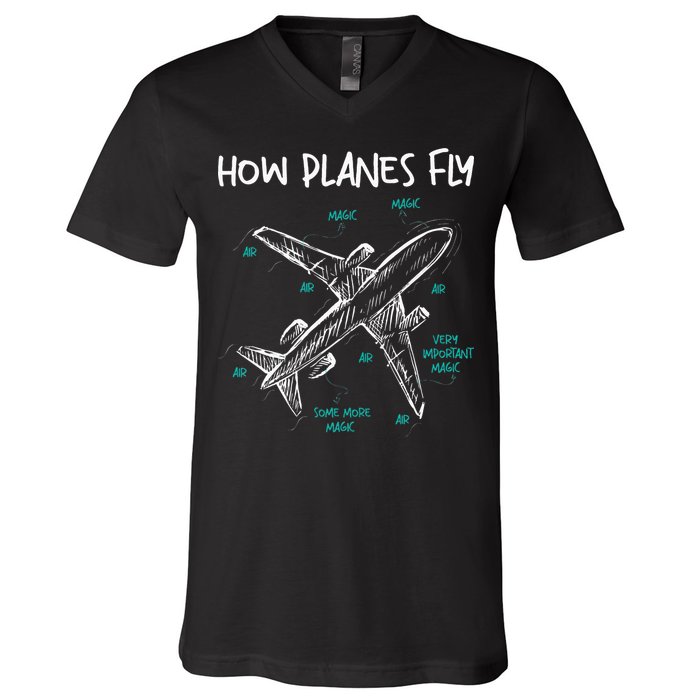 How Planes Fly Aerospace Engineer Aeronautical Engineering V-Neck T-Shirt