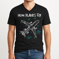 How Planes Fly Aerospace Engineer Aeronautical Engineering V-Neck T-Shirt