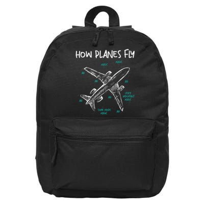 How Planes Fly Aerospace Engineer Aeronautical Engineering 16 in Basic Backpack