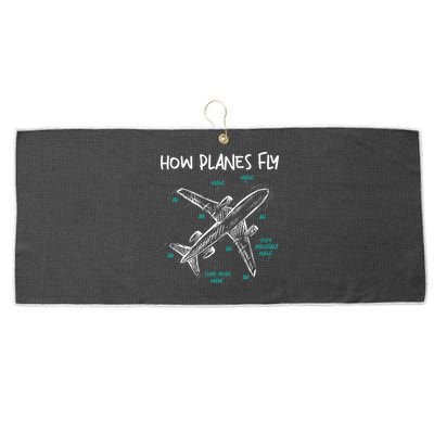 How Planes Fly Aerospace Engineer Aeronautical Engineering Large Microfiber Waffle Golf Towel