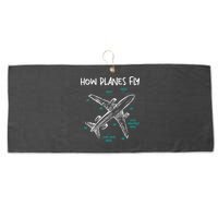How Planes Fly Aerospace Engineer Aeronautical Engineering Large Microfiber Waffle Golf Towel