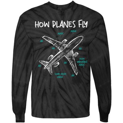 How Planes Fly Aerospace Engineer Aeronautical Engineering Tie-Dye Long Sleeve Shirt