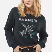 How Planes Fly Aerospace Engineer Aeronautical Engineering Cropped Pullover Crew