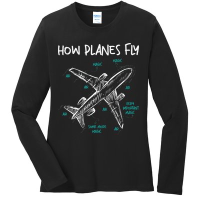 How Planes Fly Aerospace Engineer Aeronautical Engineering Ladies Long Sleeve Shirt