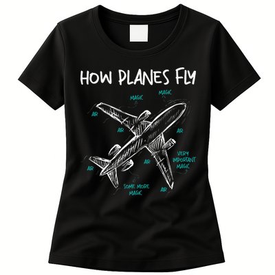 How Planes Fly Aerospace Engineer Aeronautical Engineering Womens T-Shirt