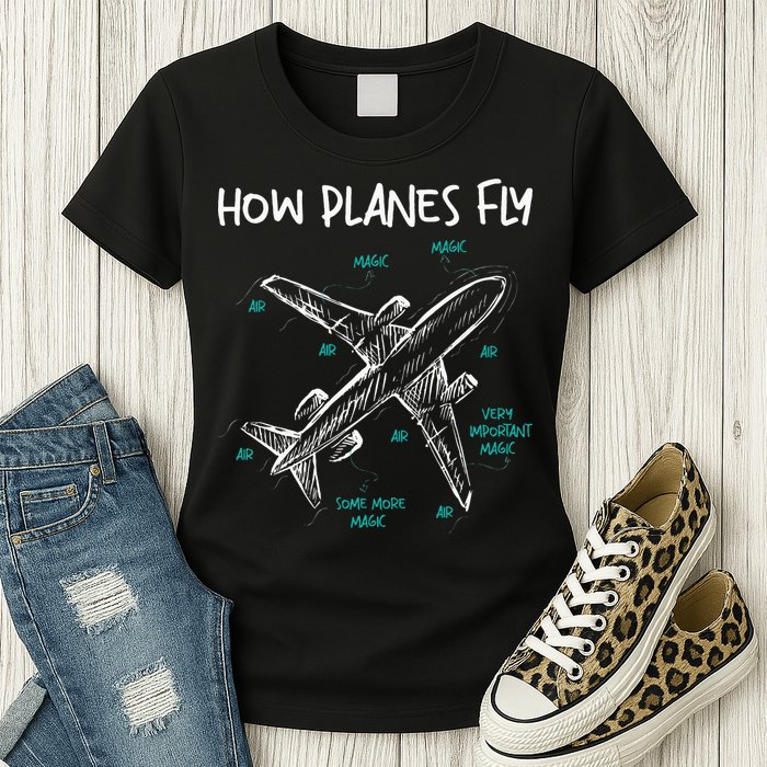 How Planes Fly Aerospace Engineer Aeronautical Engineering Womens T-Shirt