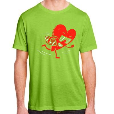 Heart Playing Football Valentines Distressed Adult ChromaSoft Performance T-Shirt