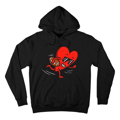 Heart Playing Football Valentines Distressed Hoodie